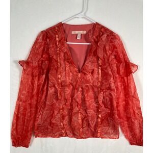 HUTCH Chiffon Ruffle Top Size Small Sheer Long Sleeve Flowy Boho Hippie Work NEW